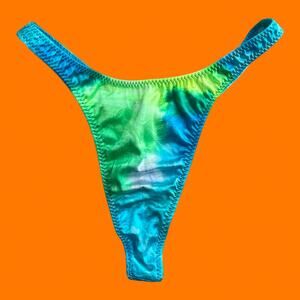 90's vintage tie dye ombre hi cut high leg thong bikini bottoms M endless sun